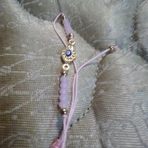 Lavender Beaded Evil Eye Bracelet